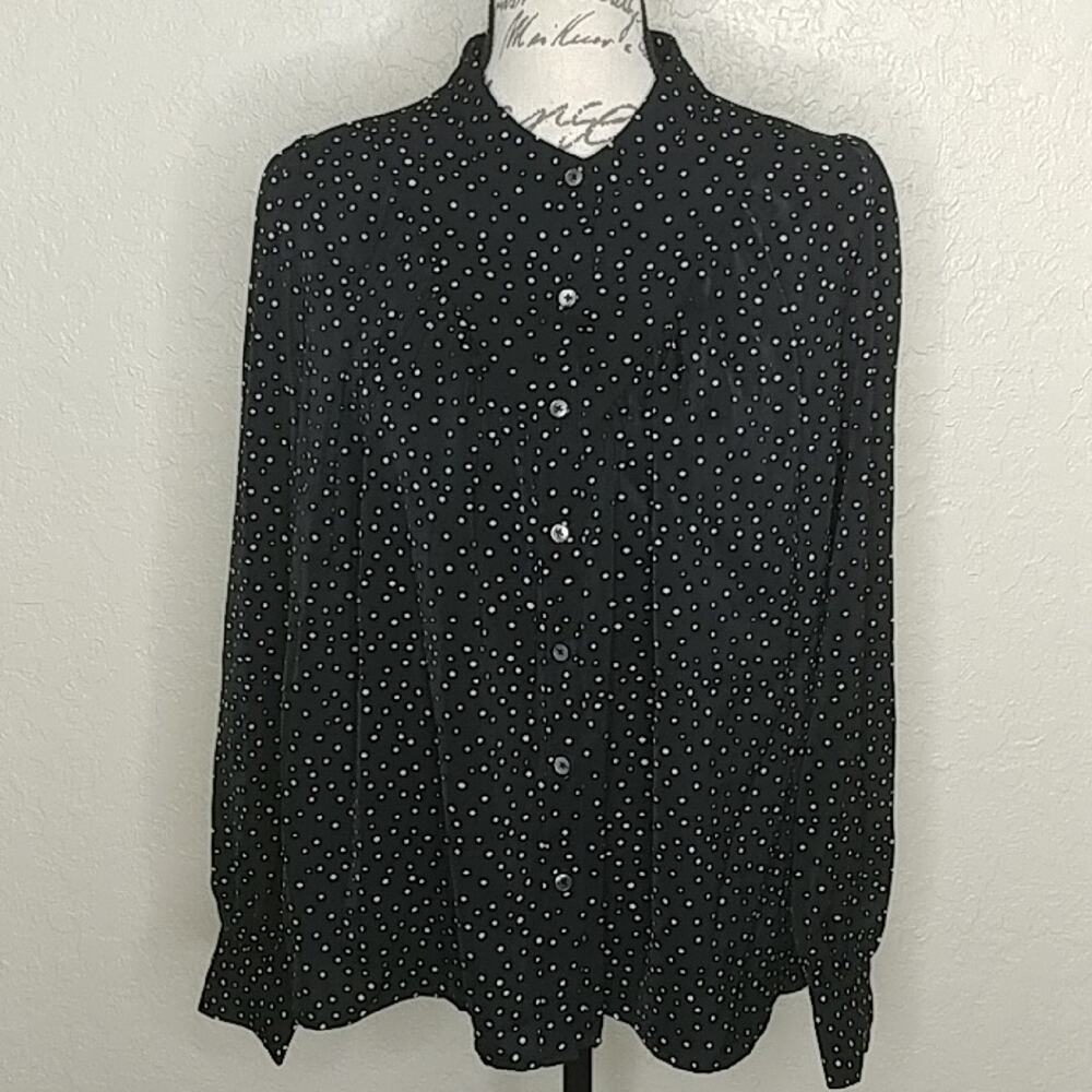 English Factory Button Front Polka Dot‎ Black and White Size S